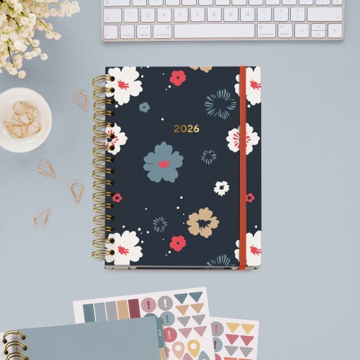 Agenda diária A5 2026 espiral MIQUELRIUS Plus ARNO DUFOUR Rosette com elástico