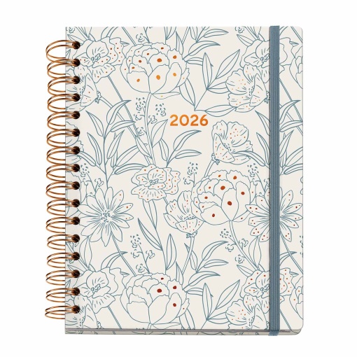Agenda semanal A5 2026 espiral MIQUELRIUS Plus ARNO DUFOUR Bouquet com elástico