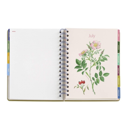 Agenda diária A5 2026 espiral MIQUELRIUS Plus Entredos Jardín com elástico