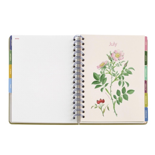 Agenda semanal A5 2026 espiral MIQUELRIUS Plus Entredos Jardín com elástico