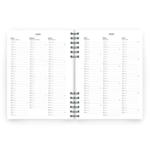 Agenda diária A5 2026 espiral MIQUELRIUS Plus Back to Basics marino com elástico