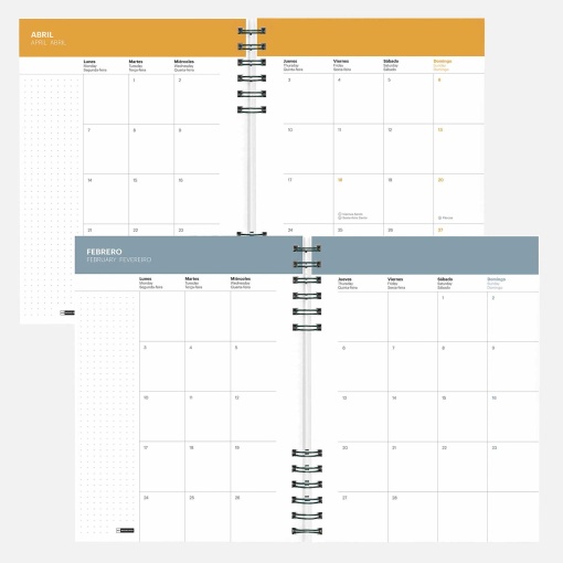 Agenda diária A5 2026 espiral MIQUELRIUS Plus Back to Basics marino com elástico