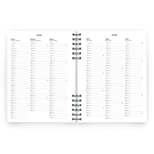 Agenda semanal A5 2026 espiral MIQUELRIUS Plus Back to Basics malva com elástico