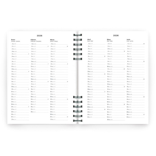 Agenda diária A5 2026 espiral MIQUELRIUS Plus Back to Basics malva com elástico