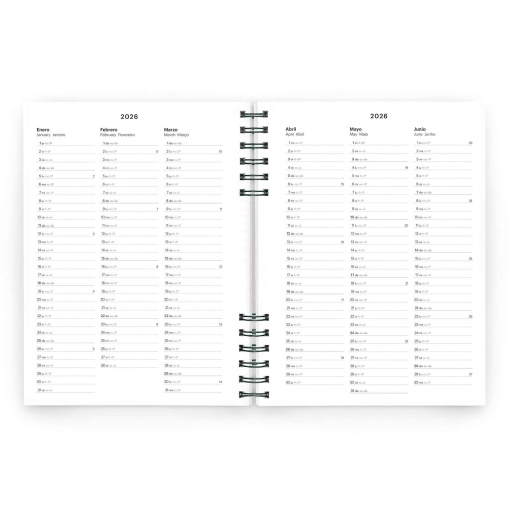 Agenda semanal A5 2026 espiral MIQUELRIUS Plus Back to Basics gris com elástico