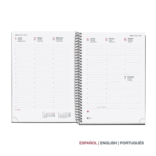 Agenda semanal A5 2026 espiral MIQUELRIUS Plus Recycled grafito com elástico