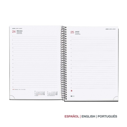 Agenda diária A5 2026 espiral MIQUELRIUS Plus Recycled grafito com elástico