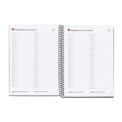 Agenda diária A5 2026 espiral MIQUELRIUS Plus Recycled grafito com elástico