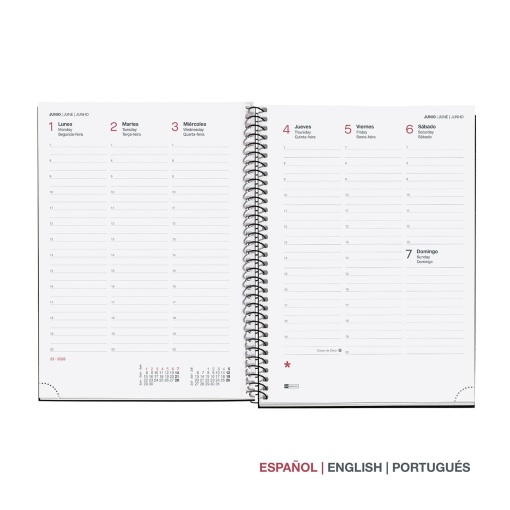 Agenda semanal A5 2026 espiral MIQUELRIUS Plus Recycled rosa com elástico