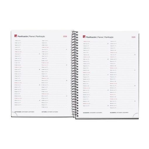 Agenda diária A5 2026 espiral MIQUELRIUS Plus Recycled rosa com elástico
