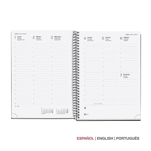Agenda semanal A5 2026 espiral MIQUELRIUS Plus Recycled natural com elástico