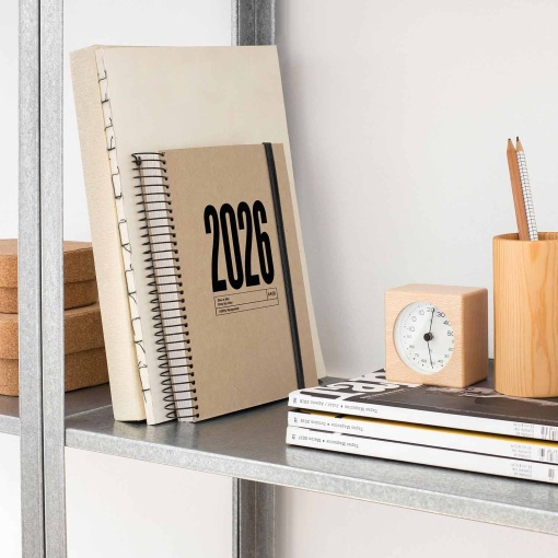 Agenda diária A5 2026 espiral MIQUELRIUS Plus Recycled natural com elástico