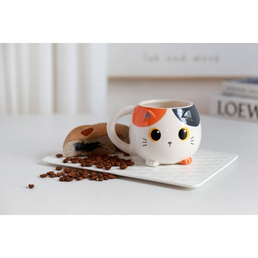 Caneca de cerâmica chunky iTotal gato laranja 470ml