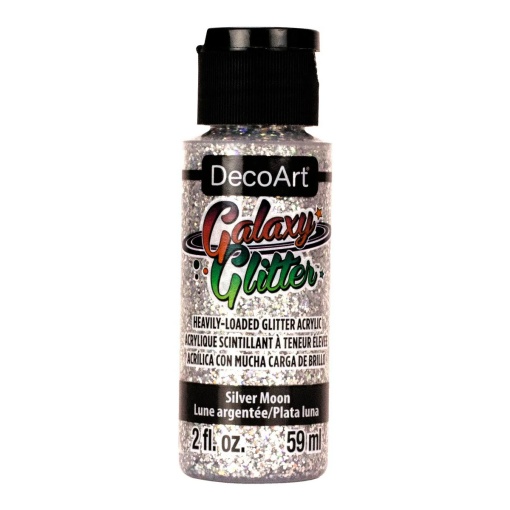 Tinta acrílica DECOART Galaxy Glitter lua prateada 59ml DGG02