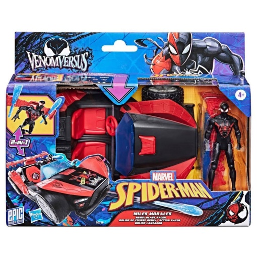 SPIDER-MAN VENOMVERSUS MILES MORALES 10CM + CARRO LANCADOR MARVEL HASBRO G0736