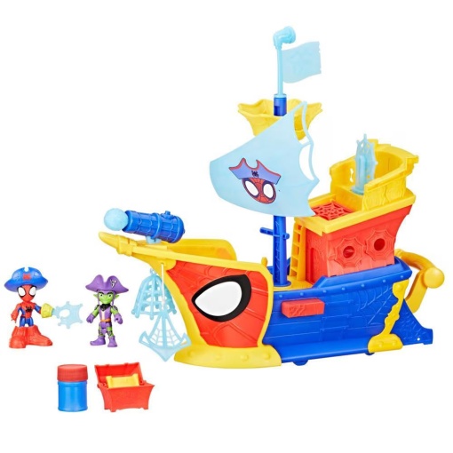 SPIDEY AND HIS AMAZING FRIENDS WATER-WEBS NAVIO PIRATA COM ESPUMA E TEIAS MARVEL HASBRO G0666