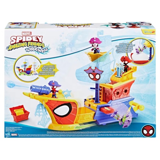 SPIDEY AND HIS AMAZING FRIENDS WATER-WEBS NAVIO PIRATA COM ESPUMA E TEIAS MARVEL HASBRO G0666