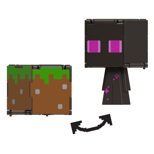 MINECRAFT Flippin' Figs 2 em 1 lobo Enderman + bloco de relva Mattel HTL43/HTL53