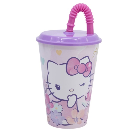 Copo easy sport com tampa e palhinha Hello Kitty 430ml