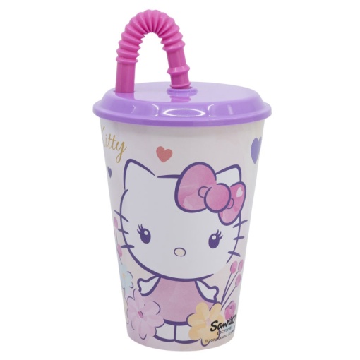 Copo easy sport com tampa e palhinha Hello Kitty 430ml