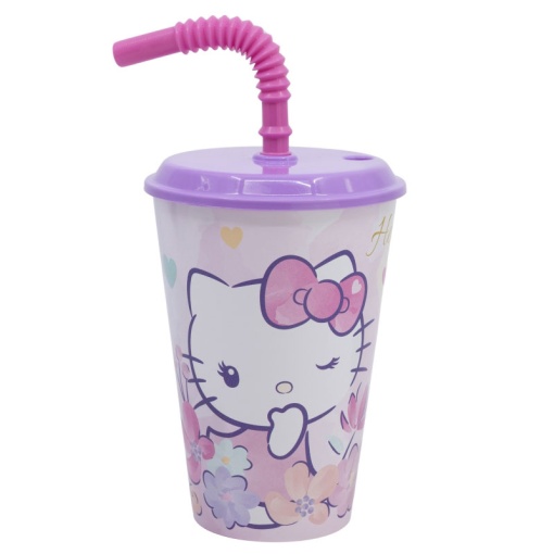 Copo easy sport com tampa e palhinha Hello Kitty 430ml