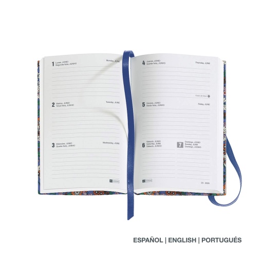 Agenda semanal A6 2026 MIQUELRIUS Passport gráfica Blooming com elástico