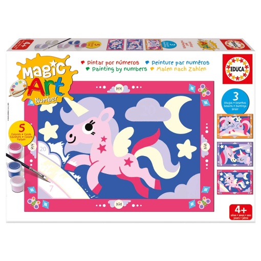 Pintar por números - Unicórnios 4+ Magic Art Number EDUCA
