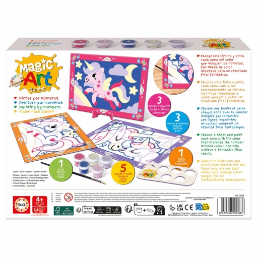 Pintar por números - Unicórnios 4+ Magic Art Number EDUCA