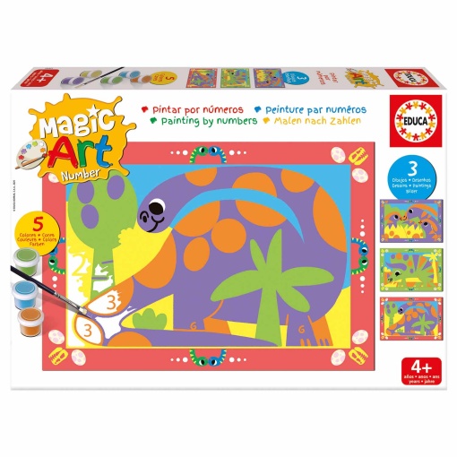 Pintar por números - Dinossauros 4+ Magic Art Number EDUCA
