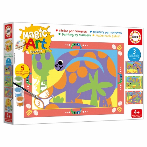 Pintar por números - Dinossauros 4+ Magic Art Number EDUCA