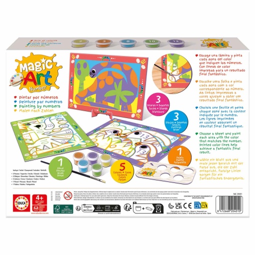 Pintar por números - Dinossauros 4+ Magic Art Number EDUCA