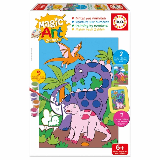 Pintar por números - Dinossauros 6+ Magic Art Number EDUCA