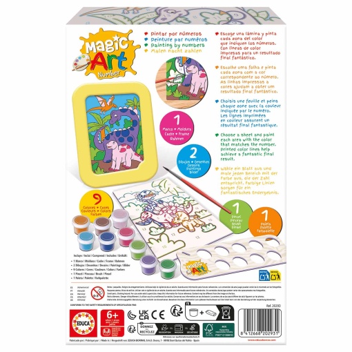 Pintar por números - Dinossauros 6+ Magic Art Number Educa