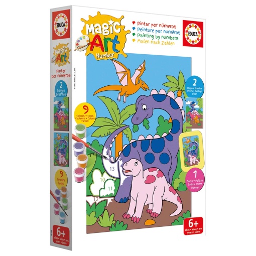 Pintar por números - Dinossauros 6+ Magic Art Number Educa