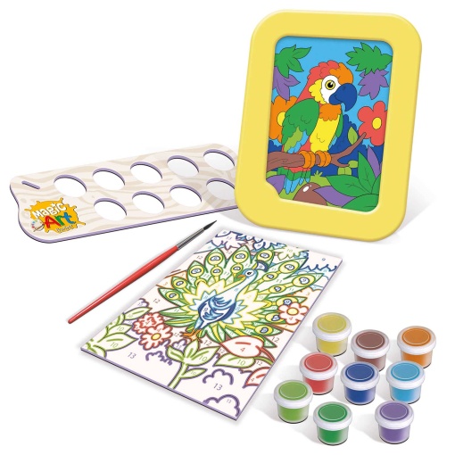 Pintar por números - Pavão e papagaio 6+ Magic Art Number EDUCA