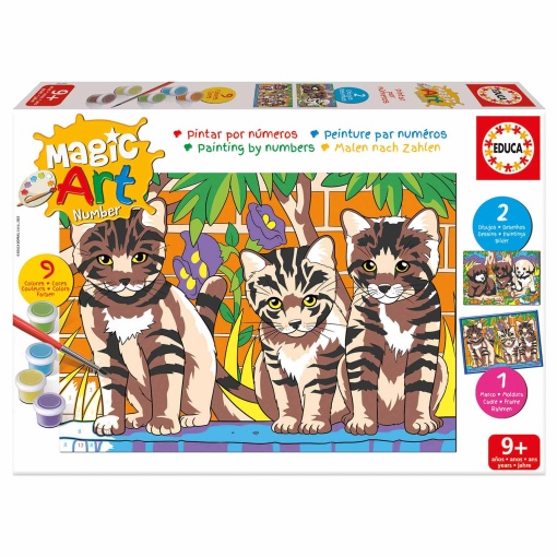 Pintar por números - Gatos e cães 9+ Magic Art Number EDUCA