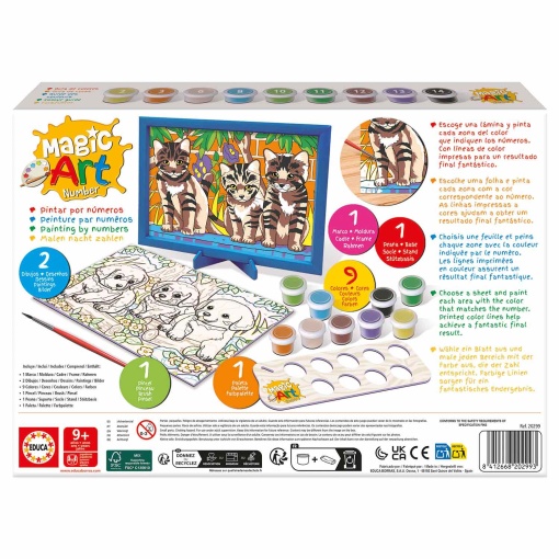 Pintar por números - Gatos e cães 9+ Magic Art Number EDUCA