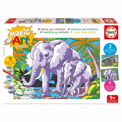 Pintar por números - Animais selvagens 9+ Magic Art Number EDUCA