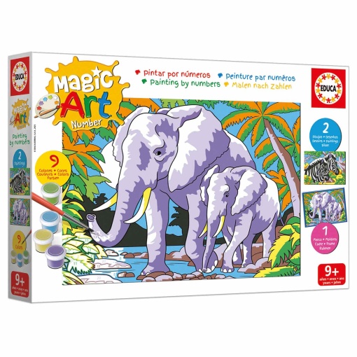 Pintar por números - Animais selvagens 9+ Magic Art Number EDUCA
