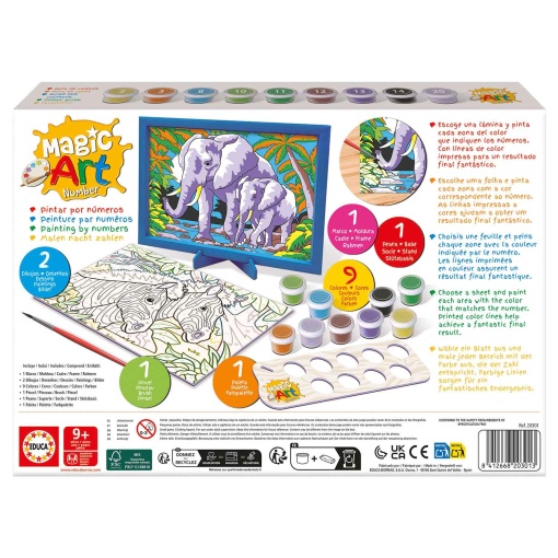 Pintar por números - Animais selvagens 9+ Magic Art Number EDUCA