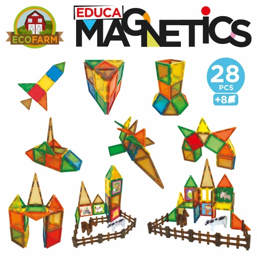 Jogo de construção magnético Eco Farm 28 peças Educa