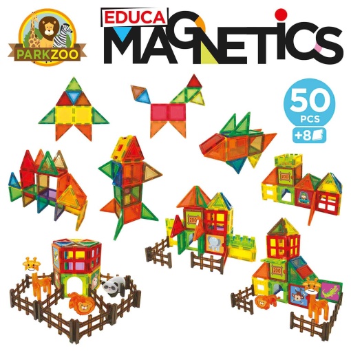 Jogo de construção magnético Park Zoo 50 peças Educa