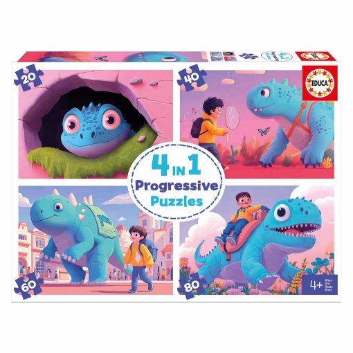 Puzzle EDUCA 20-40-60-80 peças progressivo dinossauros simpáticos