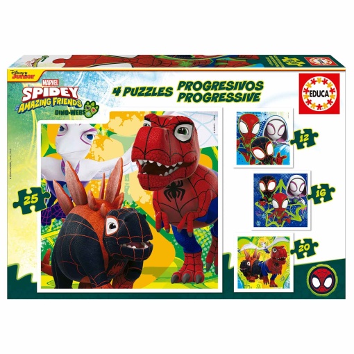 Puzzle EDUCA 12-16-20-25 peças progressivo Dino Spidey