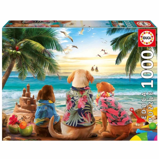 Puzzle EDUCA 1000 peças cães na praia