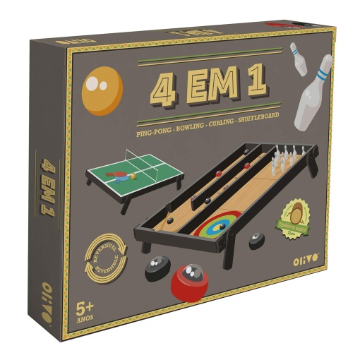 4 em 1 - Ping Pong, Bowling, Curling, Shuffleboard OLIVO