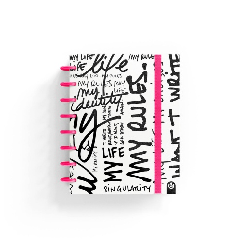 Caderno INGENIOX A5 pautado 80 folhas 100g My Life com elástico rosa