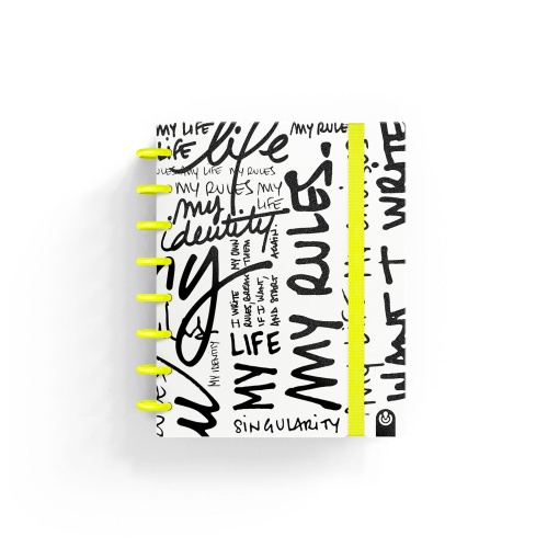 Caderno INGENIOX A5 pautado 80 folhas 100g My Life com elástico amarelo