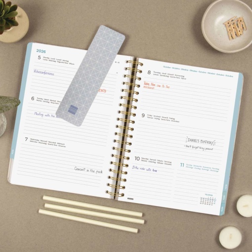 Agenda semanal 176x250mm 2026 espiral FINOCAM Optimal Vera com elástico