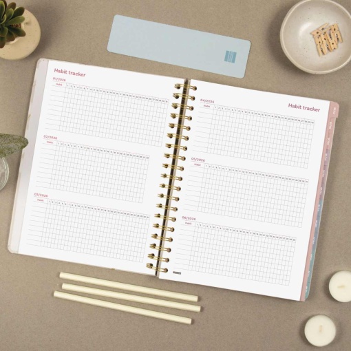 Agenda semanal 176x250mm 2026 espiral FINOCAM Optimal Vera com elástico